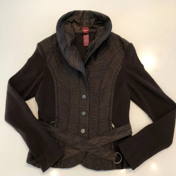 Sigrid Olsen Europe High Collar Sweater Jacket w Snap Front in Brown Size 2 - Picture 15 of 15